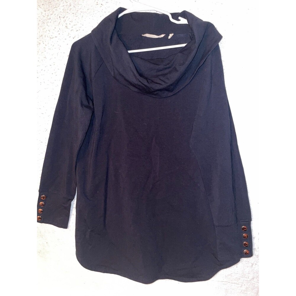 Soft Surroundings Shawl Neck Long Sleeve Pullover Sweatshirt Sweater Black M
